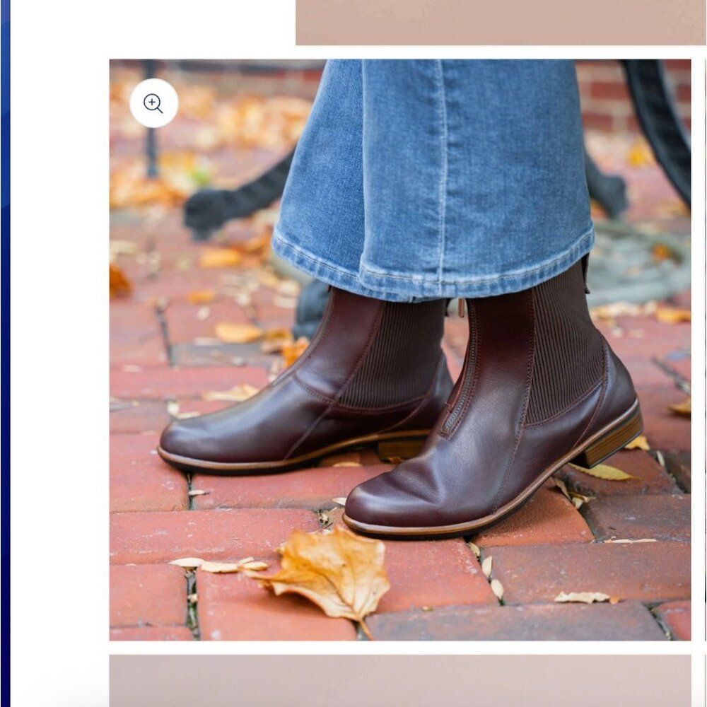 Naot Women Bora Chelsea Boot Sz EU 37 US 6 Cordovan Leather Ankle Front Zip NWOB